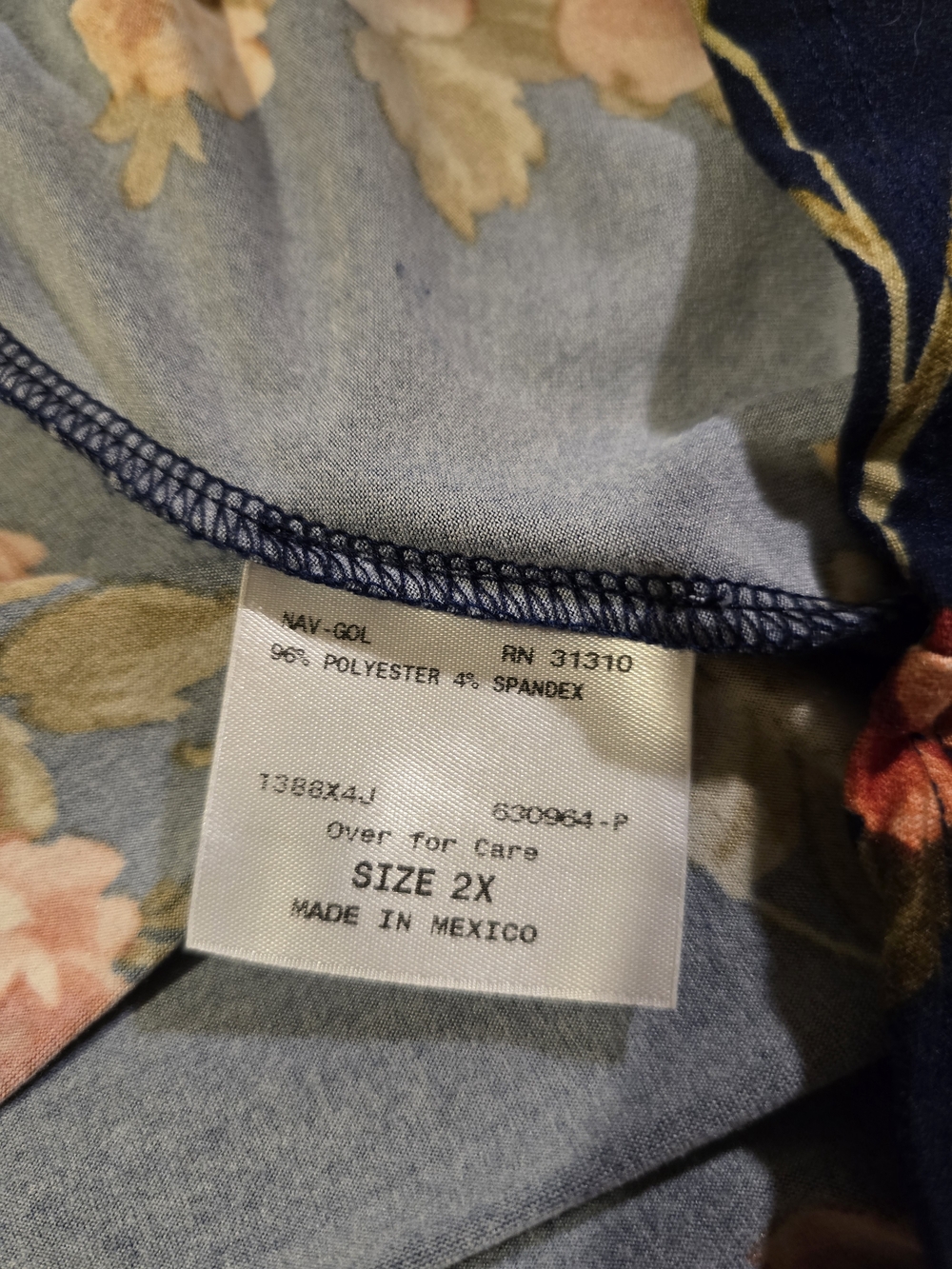 Fortune & Ivy Floral Wrap Midi Dress - Navy with Red & Yellow Flowers 2X - Picture 4 of 8